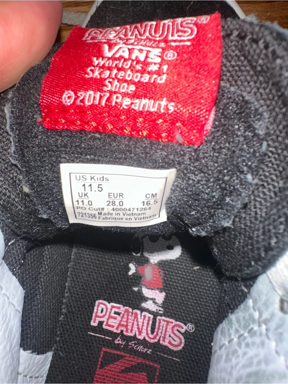 Vans Kids High-Top Sneakers with Snoopy Print - Black & White